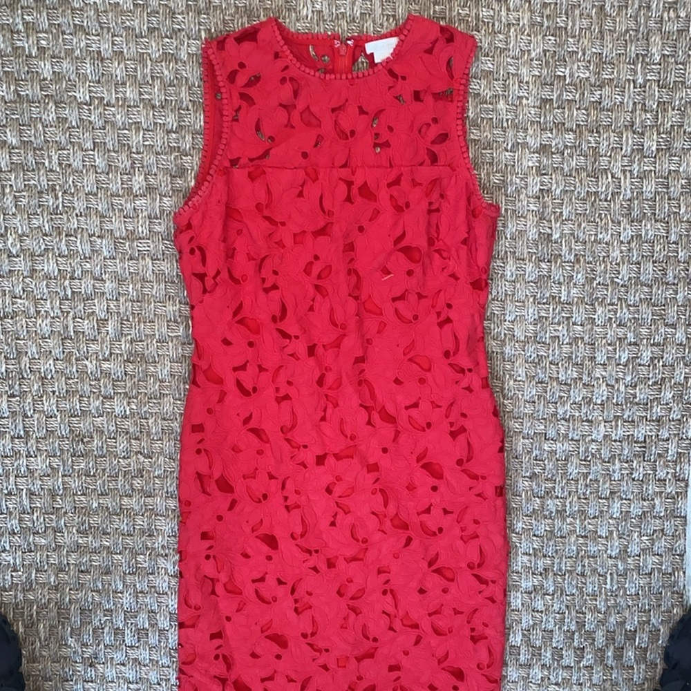 Shoshanna Red Lace Midi Dress - Picture 3 of 10